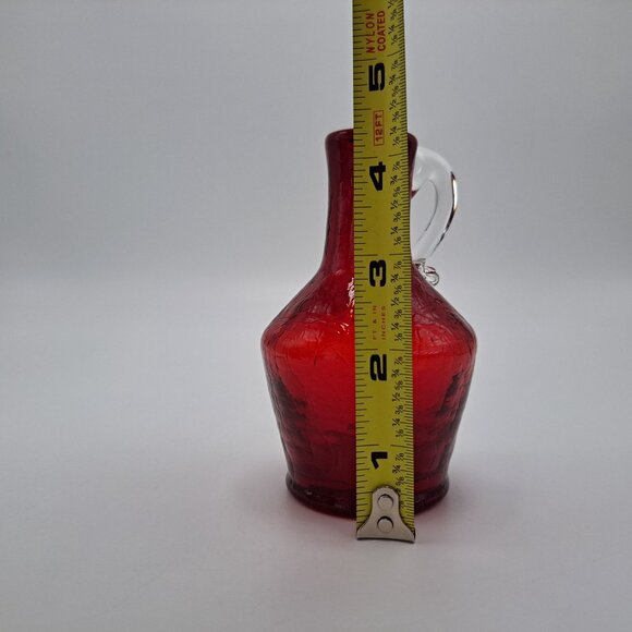 Kanawha Red Glass Pitcher Bud Vase Vintage Glass Art - Picture 2 of 7